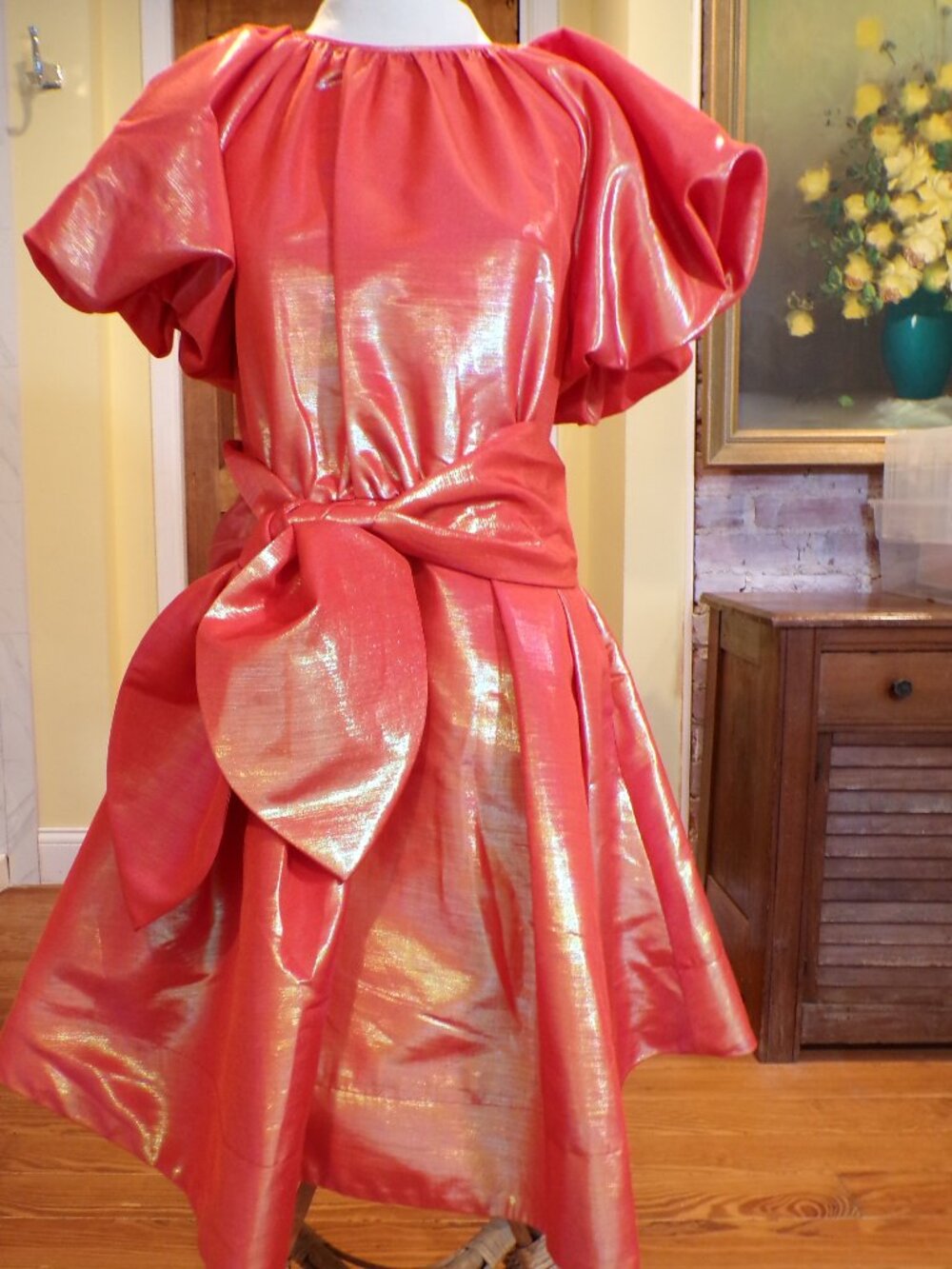 Christopher John Rogers Target Orange Puff Sleeve Volume Designer Dress Size XS